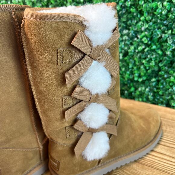 Koolaburra by UGG Chestnut Victoria Tall Bow Boots Womens Size 6 Tan 1015875 EUC - Picture 7 of 10